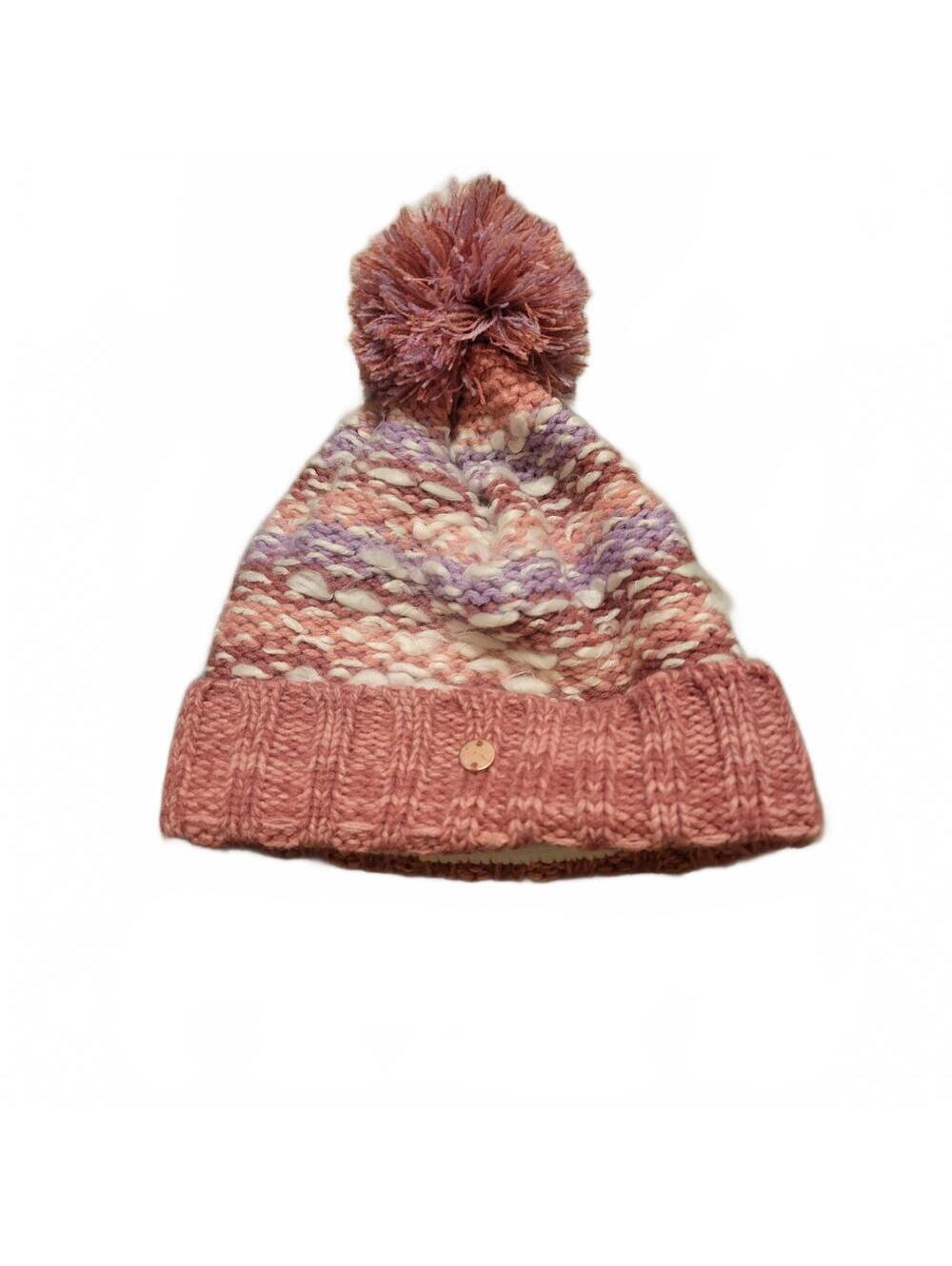 Girls Pink and purple pom pom beanie OS hat